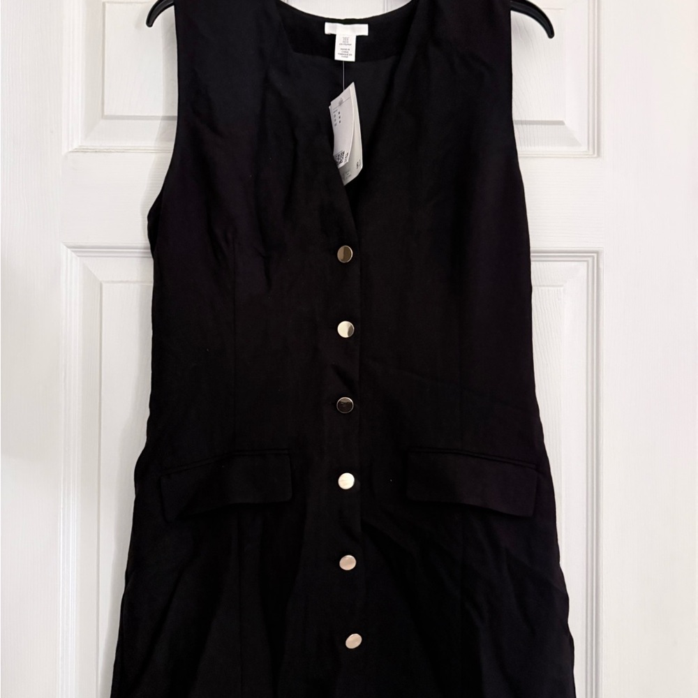 H&M Black Button-Down Mini Dress